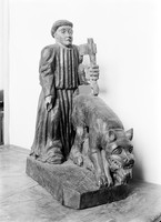 view M0005447: Statue of Saint Tugen, Breton Saint invoked against Hydrophobia