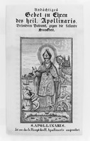 view M0005448: 18th century prayer leaflet with an illustration of Saint Apollinaris