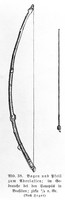 view M0005298: Drawing of a miniature bow and arrow used by the Cayapos of Brazil