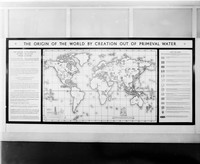 view M0005953: Wellcome Historical Medical Museum display: "The Origin of the World by Creation Out Of Primeval Water"