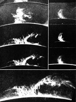 view M0006112: Prominences on the Sun, from Fisher: <i>Exploring the Heavens</i> (1938)