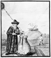 view M0005835: Illustration of an alchemist at work