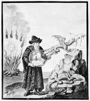 view M0005840: Illustration of an alchemist at work