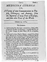 view M0005945: <i>Medicina Curiosa</i> (October 1684): title page