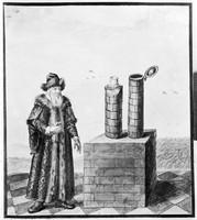 view M0005833: Illustration of an alchemist at work