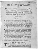 view M0005942: <i>Medicina Curiosa</i> (June 1684): title page