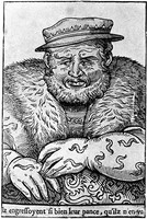 view M0006573: Woodcut of a man with leeches on his arm