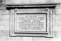 view M0006536: Glasgow Royal Infirmary: plaque commemorating Joseph Lister (1827-1912)