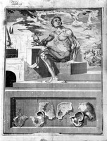 view M0007119:  Anatomical engraving of a seated male figure