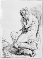 view M0006911: Drawing of a nude figure seated