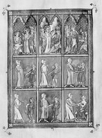 view M0006993: Manuscript page from <i>Roger Frugardi, Chirurgia, and other medical miscellany</i> depicting scenes of surgery