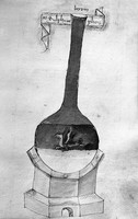 view M0007056: Manuscript illustration of Alchemical flask containing a dragon