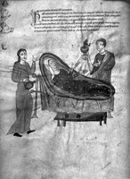 view M0007076: Manuscript illustration of a physician, patient and nurse