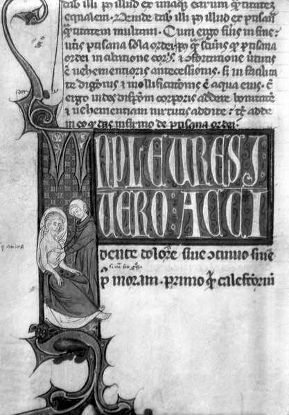 M0007078: Manuscript illustration of physician examining patient's chest