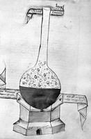 view M0007055: Manuscript illustration of Alchemical flask containing ashes