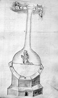 view M0007057: Manuscript illustration of Alchemical flask containing Rosa Alba