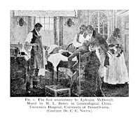 view M0009047: Mural of first ovariotomy carried out by Ephriam McDowell in 1809