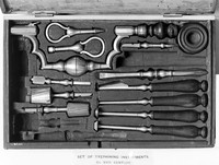 view M0008337: Trepanning instruments in case, c.18th century