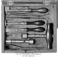 view M0008341: Trepanning instruments in case,18th century