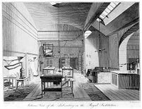 view M0009405: Interior View of the Laboratory in the Royal Institution