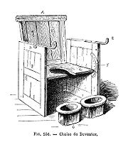 view M0007452: Illustration of a parturition chair designed by Deventer, late 18th century