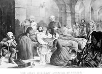 view M0007723: Florence Nightingale and her staff nursing a patient in the military hospital at Scutari