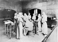view M0007610: Photograph of an operation in progress at the Middlesex Hospital, 1927