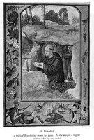 view M0007976: Saint Benedict, from Salzman: <i>English life in the middle ages</i> (1926)