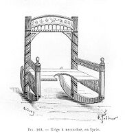 view M0007455: Illustration of a Syrian parturition chair on rockers