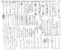 view M0007609: Illustration of medieval surgical instruments from <i>Geschichte der Chirurgie und ihrer Ausübung...</i>