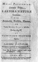 view M0008598: Petiver: <i>Musei Petiveriani centuria prima</i>: title page