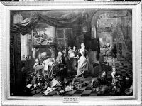 view M0007643: Patients visting a doctor examining a flask