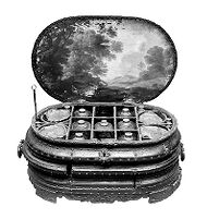 view M0007465: Naval medicine chest open showing contents