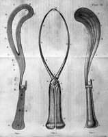 view M0008263: Midwifery forceps seen from three sides