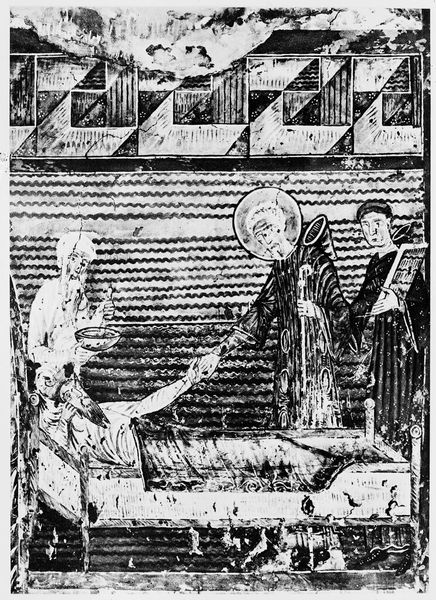 M0009268: An apothecary prepares a potion: fresco in the Abbey of Saint Severin