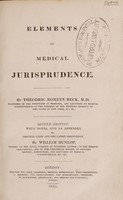 view Elements of medical jurisprudence / By Theodric Romeyn Beck.