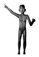 view M0010856: Wooden Kareau statue to avert spirits of disease, from the Nicobar Islands