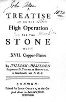 view M0010669: Cheselden: <i>A Treatise on the High Operation for stone</i>, 1723: title page