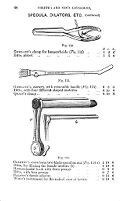 view M0009796: Illustration of Gowland's clamp for haemorrhoids, Gowland's cautery and and Gowland's screw lever two-blade speculum