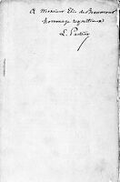 view M0009929: Louis Pasteur's inscription to  Elie de Beaumont