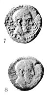 view M0009478: Head of Hippocrates on two small coins