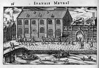 view M0010674: Leiden University: exterior view, 17th century