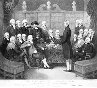 view M0010261: The inaugural meeting of the Medical Society of London in the Society's Council Chamber, 1788