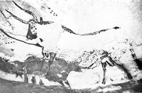 view M0011685: Wall painting at Lascaux, France showing two animals