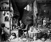 view M0011052: An alchemist in his laboratory