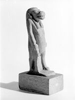 view M0011119: Figure of the Egyptian healing deity Taurt, represented as a female hippopotamus with a crocodile's tail