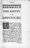 view M0011202: Hartlib: <i>Chymical, medicinal, and chyrurgial</i>, 1655: first page of "Philaretus to Empyricus"