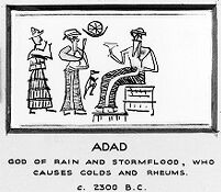 view M0011141: Cylinder seal showing Adad, god who causes colds and rheums.
