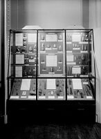 view M0011843: Photograph of a display showing instruments of various cultures for the exhibition Prehistoric Man in Health and Sickness held at the Wellcome Historical Medical Museum, London, in 1951