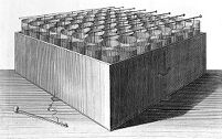view M0012616: Illustration of sixty-four leiden jar battery